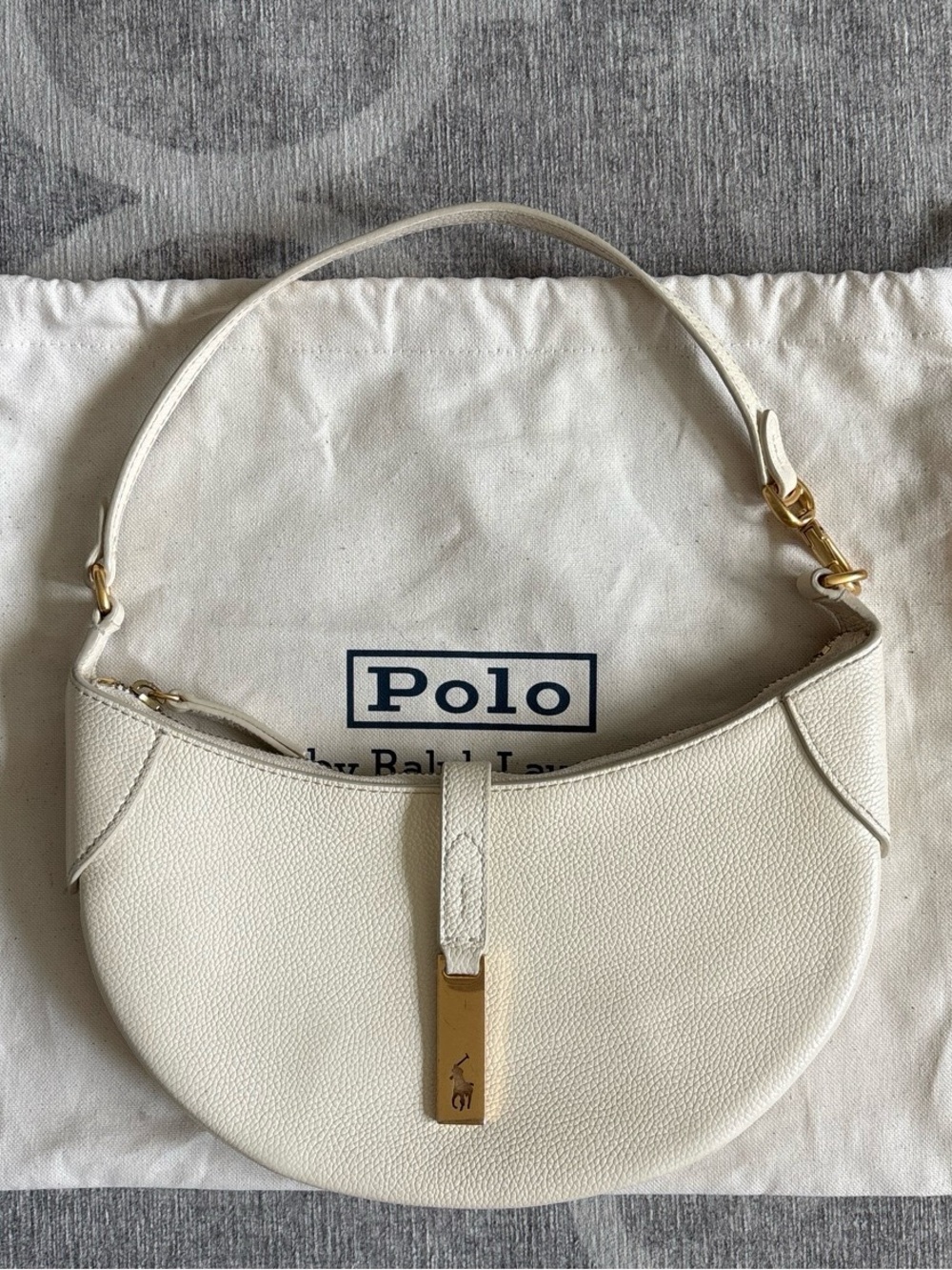 Ralph Lauren Polo ID calfskin leather Bag Ivory